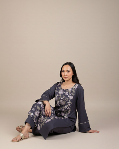 Blue Heavy Embroidered 2PC Stitched Shirt & Trousers - JB035