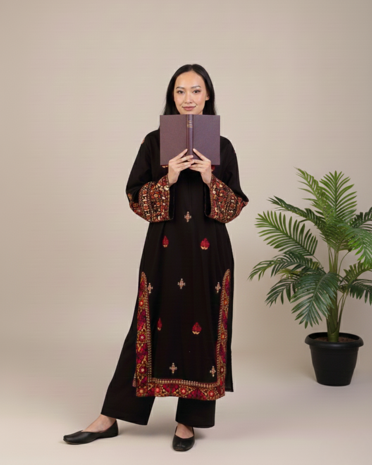 Black Multi Embroidered 2PC Stitched Shirt & Trousers - JB040