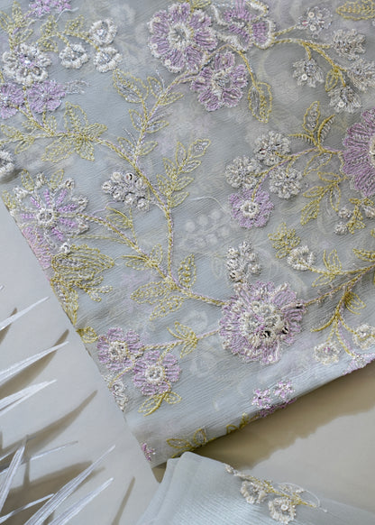 Grey 3PC Unstitched Chiffon - JB032