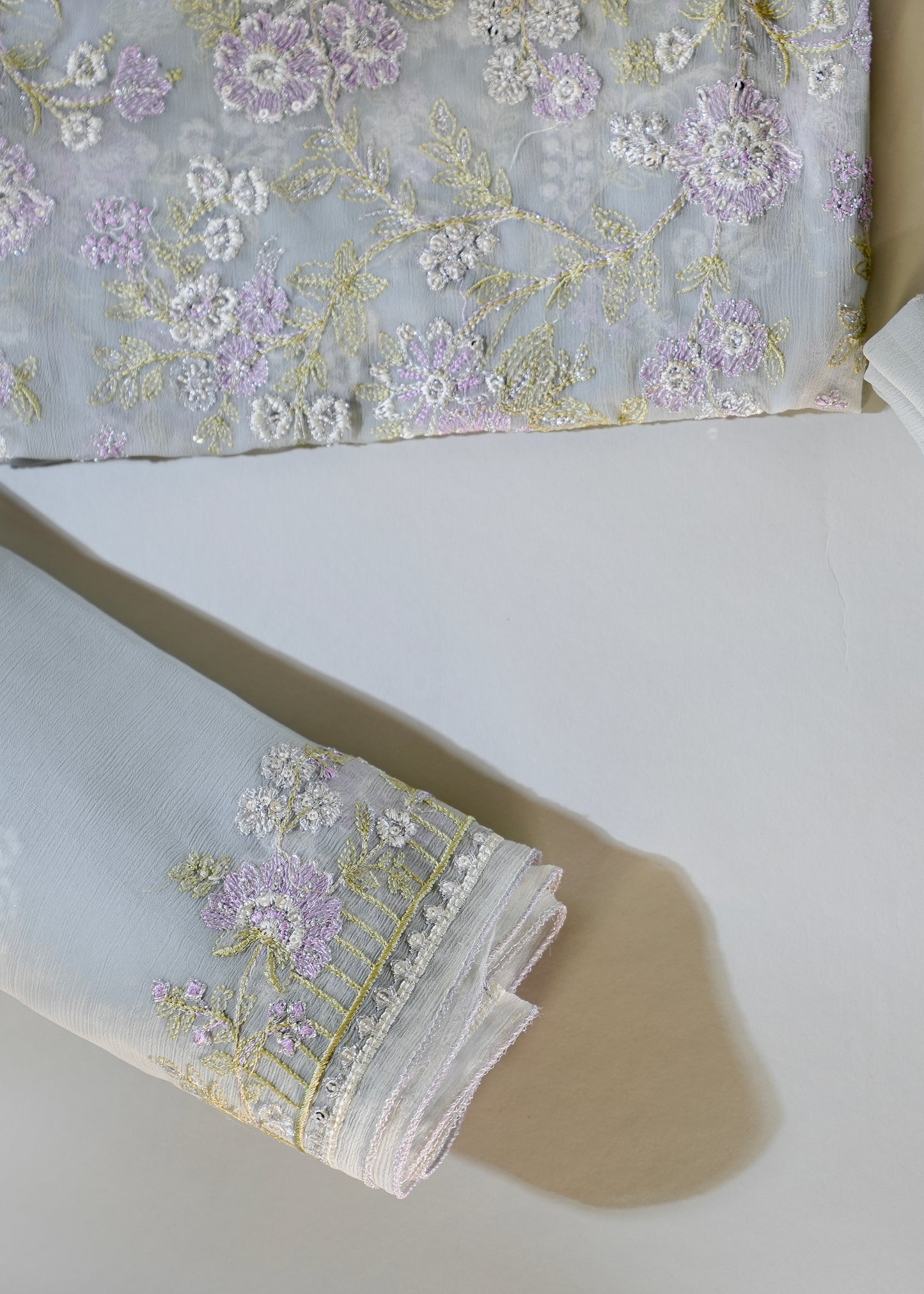 Grey 3PC Unstitched Chiffon - JB032