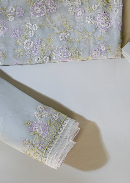 Grey 3PC Unstitched Chiffon - JB032