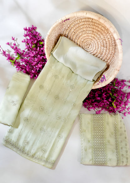 Mint 3PC Unstitched Chiffon - JB031