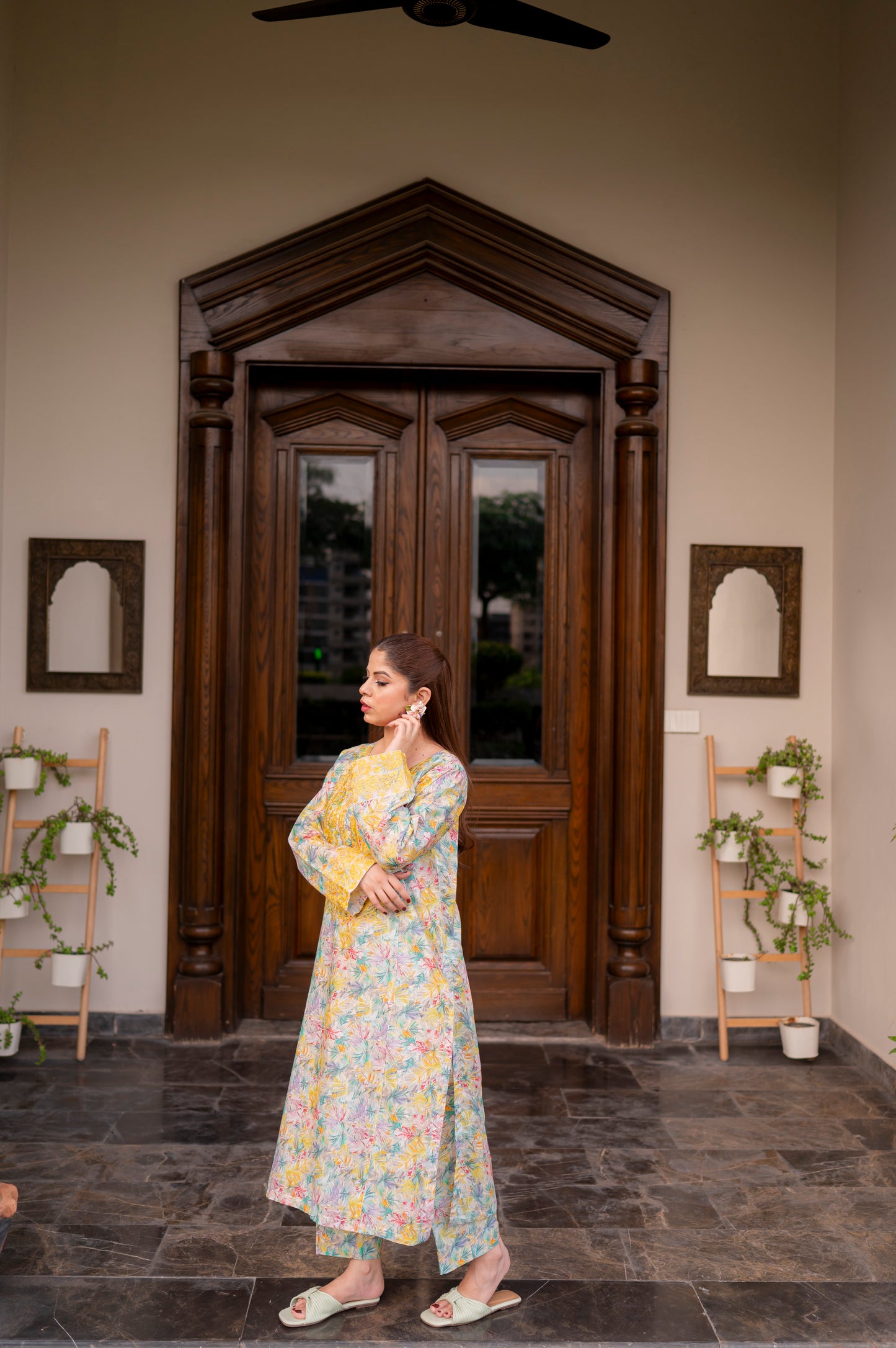Stitched Embroidered Straight Shirt + Culottes