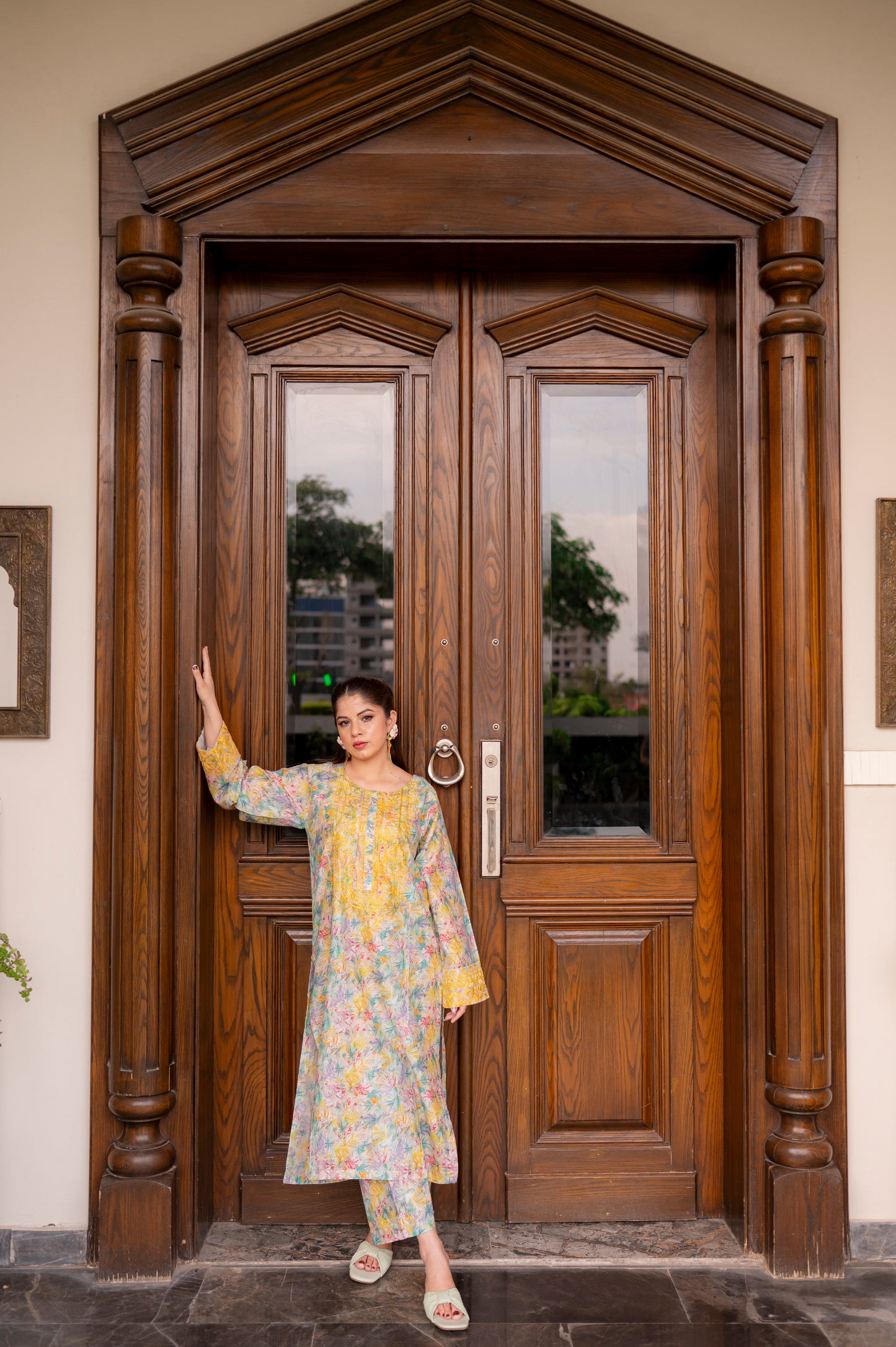 Stitched Embroidered Straight Shirt + Culottes