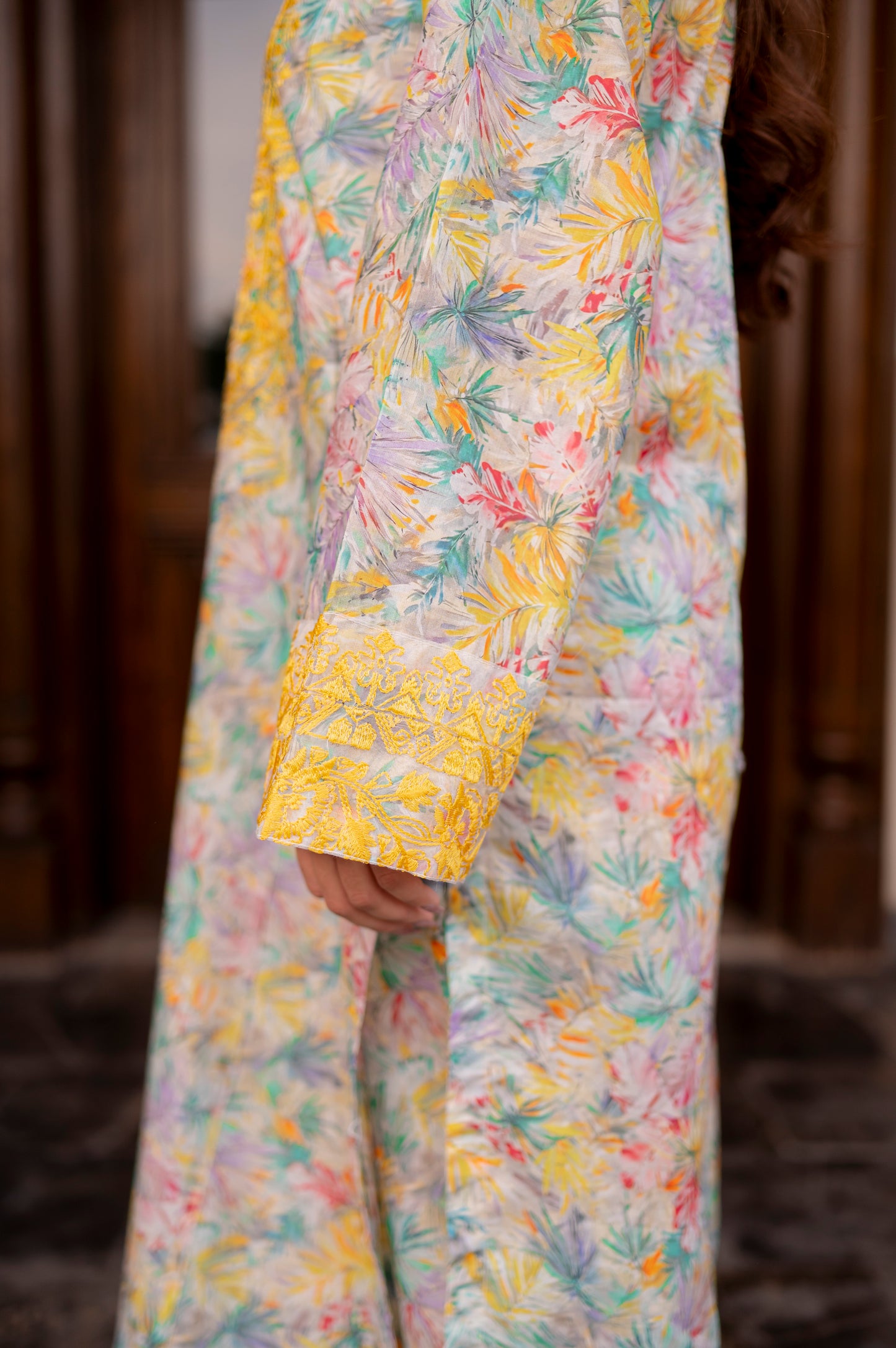 Stitched Embroidered Straight Shirt + Culottes
