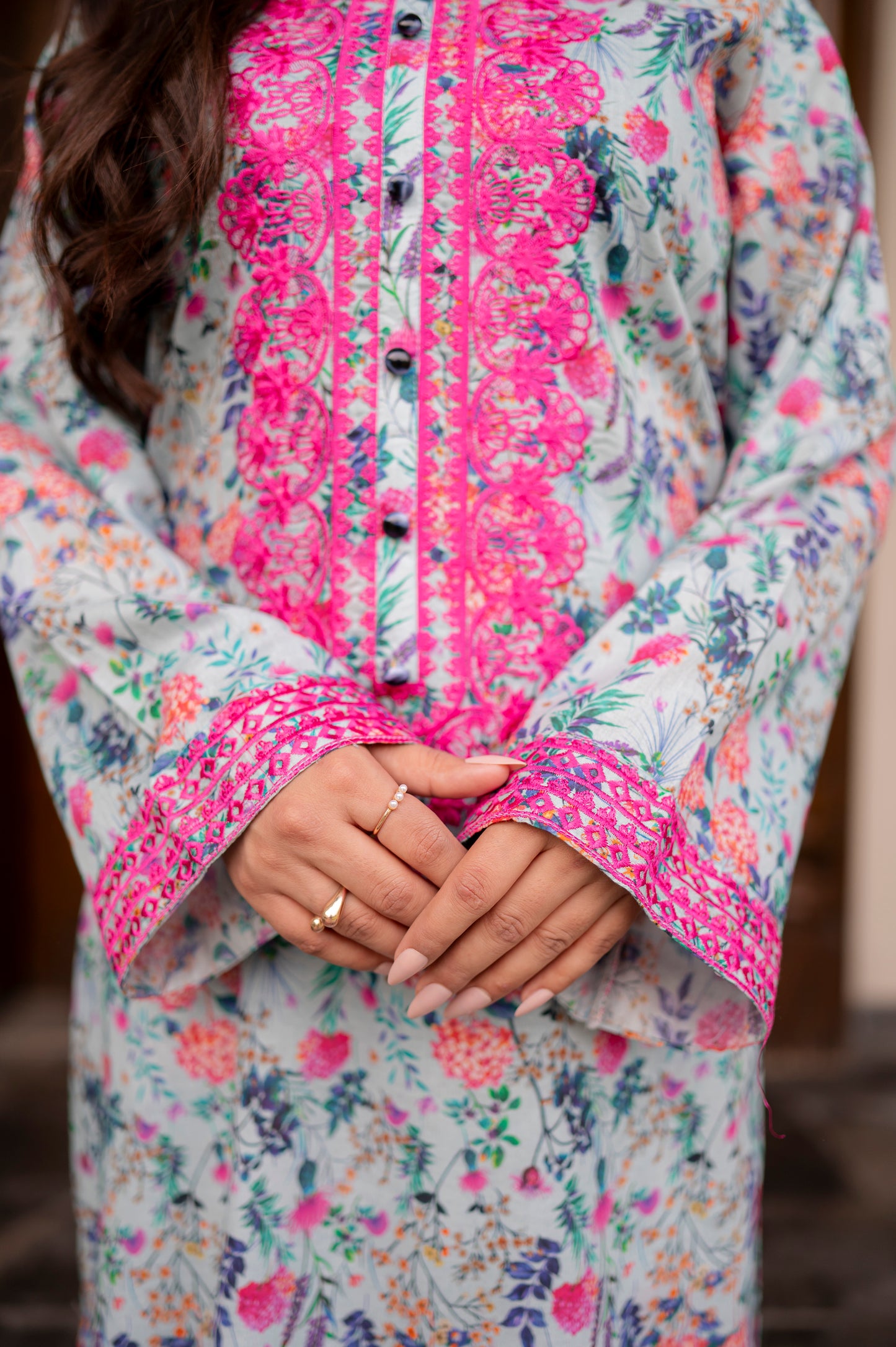 Stitched Embroidered Straight Shirt + Culottes