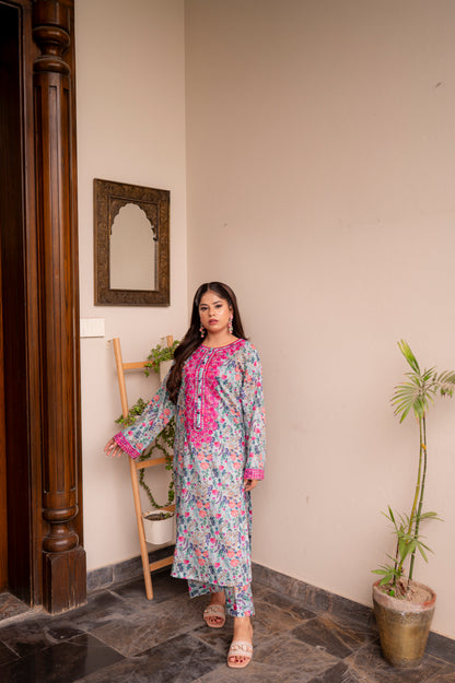 Stitched Embroidered Straight Shirt + Culottes