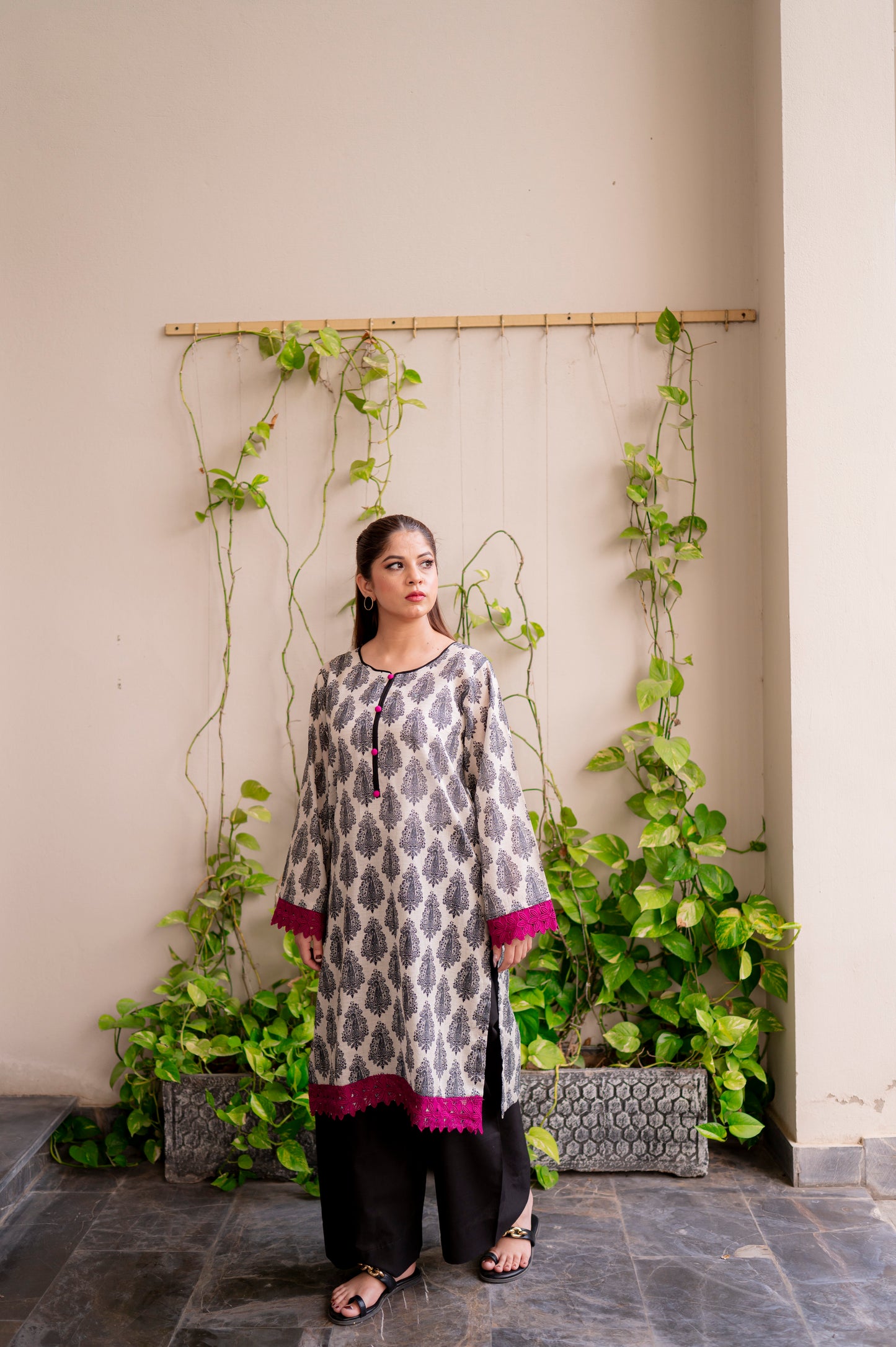 Stitched Print Straight Shirt + Farshi Shalwar