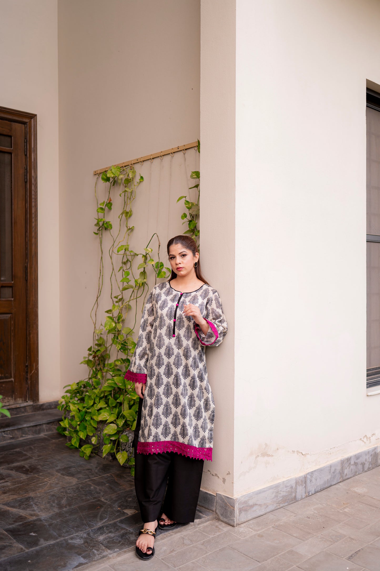 Stitched Print Straight Shirt + Farshi Shalwar