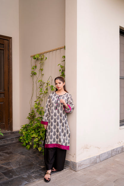Stitched Print Straight Shirt + Farshi Shalwar