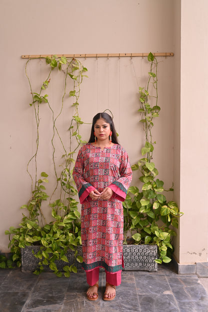 Stitched Printed Straight Shirt + Culottes