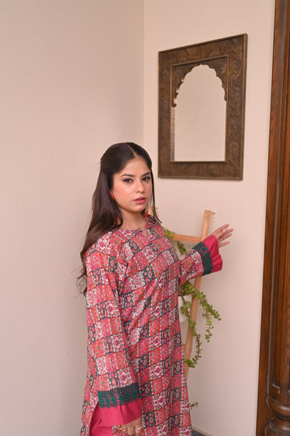 Stitched Printed Straight Shirt + Culottes