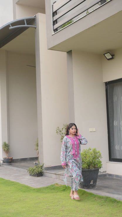 Stitched Embroidered Straight Shirt + Culottes