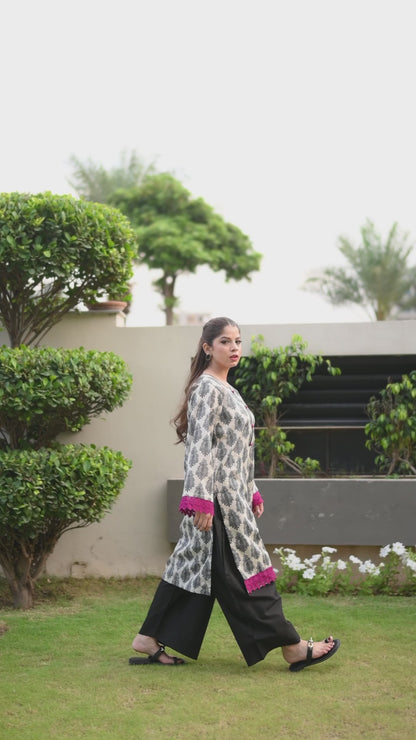 Stitched Print Straight Shirt + Farshi Shalwar